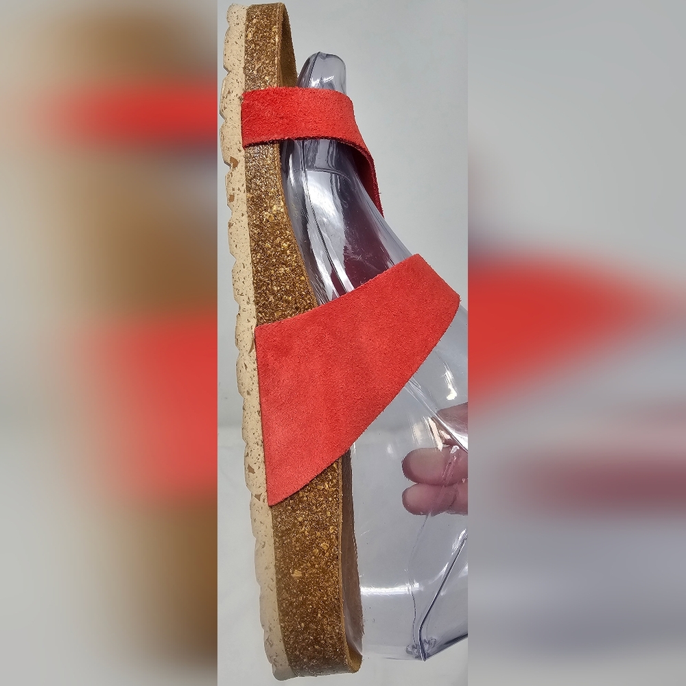 BioStep Women's Red Suede Buckle Thong Sandals Cork Footbed Size 7.5 NEW - Picture 6 of 13